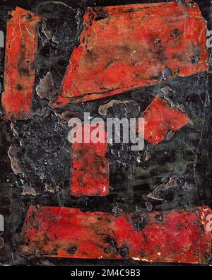 acrylic composition of red polygons on a black background Stock Photo