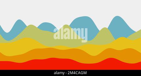 Abstract contrast red yellow blue hills background. Colorful waves modern vector illustration. Stock Vector
