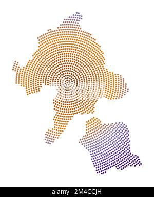Aka Island dotted map. Digital style shape of Aka Island. Tech icon of the island with graduated dots. Awesome vector illustration. Stock Vector