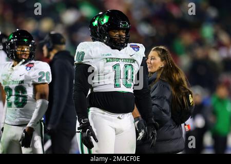 North Texas Mean Green nose guard Roderick Brown (10) during the 3rd quarter of the 2022 Frisco Bowl college football game, at Toyota Stadium Saturday Stock Photo