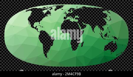 Transparent digital world map. Hyperelliptical projection. Polygonal map of the world on transparent background. Stencil shape geometric globe. Awesom Stock Vector