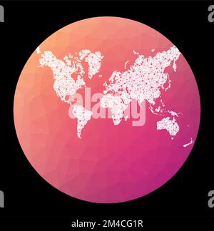 World network map. Lagrange conformal projection. Wired globe in Lagrange projection on geometric low poly background. Neat vector illustration. Stock Vector