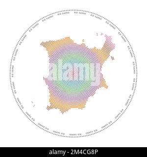 Ko Samui round logo. Digital style shape of Ko Samui in dotted circle with island name. Tech icon of the island with gradiented dots. Cool vector illu Stock Vector