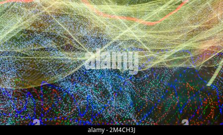Holiday lights in residential area. From a moving car., Greater Sudbury, Ontario, Canada Stock Photo