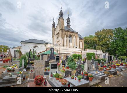 Cemetery Church of All Saints and Sedlec Ossuary Chapel - Kutna Hora, Czech Republic Stock Photo