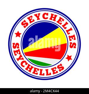 Seychelles sign. Round country logo with flag of Seychelles. Vector illustration. Stock Vector