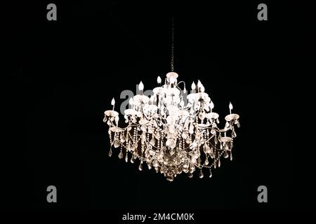 Crystal Chandelier With a Blackout Background Stock Photo