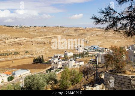 8 Nov 2022 The suburbs of Bethlehem Israel on the West Bank seen from the vantage point overlooking the so called shepherd's fields Stock Photo