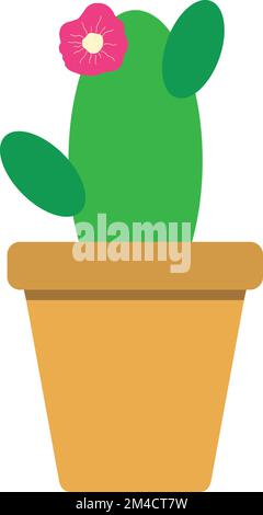 Cactus in a pot. Flat style botanical icon. Simple design. Vector art Stock Vector