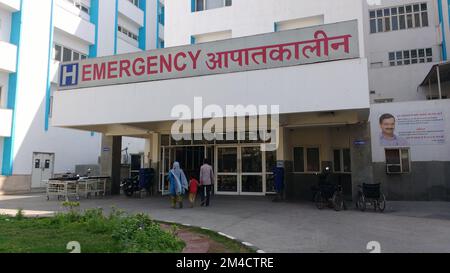 New Delhi, India - Deep Chand Bandhu Government Hospital front view of hospital Stock Photo