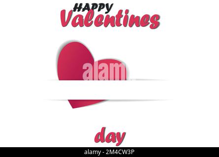 Happy Valentines day text, hand lettering typography poster on red gradient background. Vector illustration. Romantic quote postcard, card, invitation Stock Vector