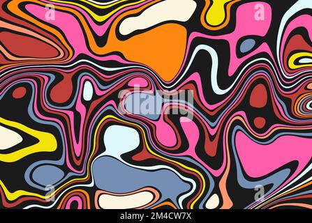 Bright multicolored abstract blot texture design. Modern art of optical illusions. Background with smooth spots and lines for poster, flyer, fabric Stock Vector