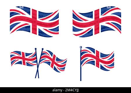 Icon set of United kingdom flag Flag. Grunge style. Vector illustration Stock Vector