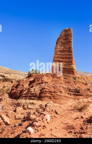 Petra, Jordan Stone obelisk for Nabataean gods near the High Place of Sacrifice in famous historical and archaeological city Stock Photo