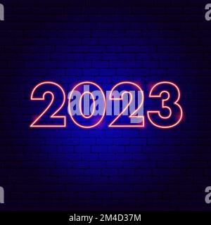 2023 Red Neon Year Stock Vector