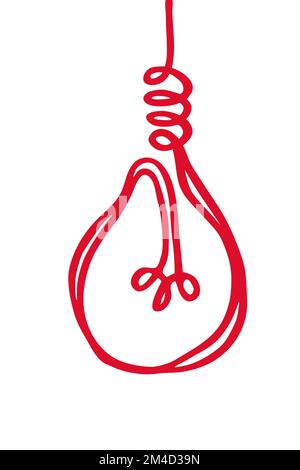 Doodle red light bulb hand drawn with felt pen brush Stock Vector
