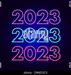 2023 Set Neon New Year Stock Vector