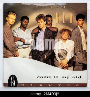 Picture cover of the seven inch single version of Come To My Aid by Simply Red, which was released in 1985 Stock Photo