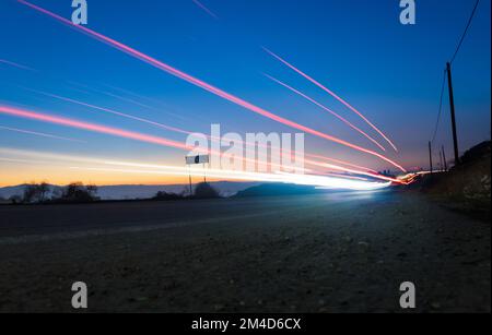 Abstract light trails, long exposure Stock Photo
