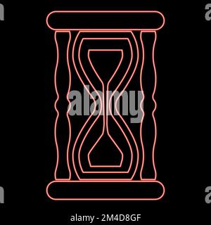 Neon hourglass Sand clock icon black color vector illustration flat style simple image red color vector illustration image flat style light Stock Vector
