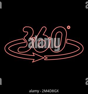 Neon 360 degree rotation arrow Concept full view icon black color vector illustration flat style simple image red color vector illustration image Stock Vector