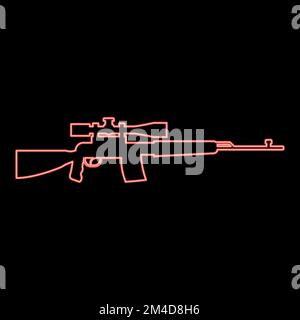 Neon sniper rifle icon black color vector illustration flat style simple image red color vector illustration image flat style light Stock Vector