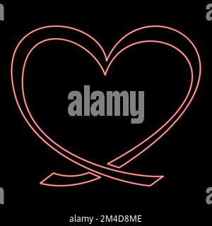 Neon ribbon heart icon black color vector illustration flat style simple image red color vector illustration image flat style light Stock Vector