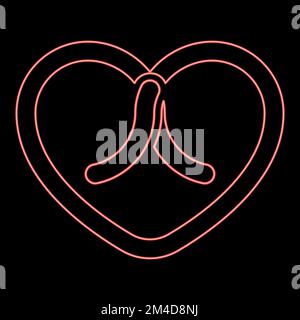 Neon bow tied heart icon black color vector illustration flat style simple image red color vector illustration image flat style light Stock Vector