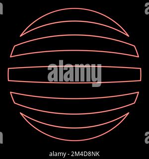 Neon striped sphere Concept globe Abstract ball icon black color vector illustration flat style simple image red color vector illustration image flat Stock Vector