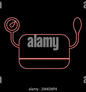 Neon blood pressure measuring device Tonometer apparatus Sphygmometer Aneroid Spygmos icon black color vector illustration flat style simple image Stock Vector
