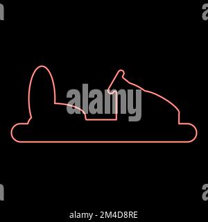 Neon bumper car silhouette Electric machine for racetrack Sideshow Amusement park Attraction Dodgem icon black color vector illustration flat style Stock Vector