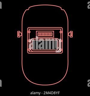 Neon welder mask icon black color vector illustration flat style simple image red color vector illustration image flat style light Stock Vector