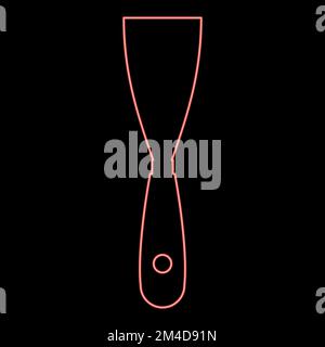 Neon construction spatula Putty knife Spackling tool Building hand instrument Builder equipment Trowel icon black color vector illustration flat Stock Vector