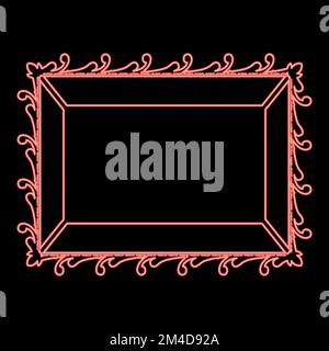 Neon picture frame icon black color vector illustration flat style simple image red color vector illustration image flat style light Stock Vector
