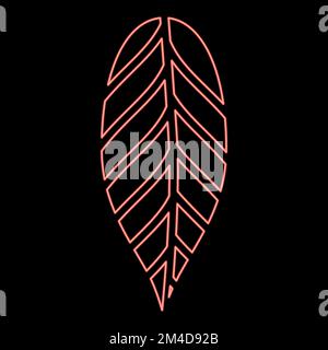 Neon leaf cacao bob icon black color vector illustration flat style simple image red color vector illustration image flat style light Stock Vector