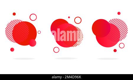 Set of round abstract badges, icons or shapes in true red colors Stock Vector