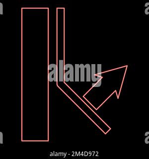 Neon bottom layer remains on wall Designation on wallpaper symbol icon black color vector illustration flat style simple image red color vector Stock Vector