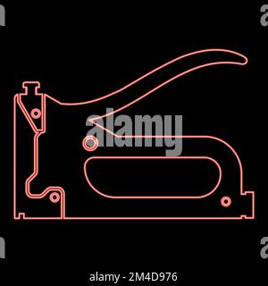Neon construction stapler Working tools Gun for building icon black color vector illustration flat style simple image red color vector illustration Stock Vector