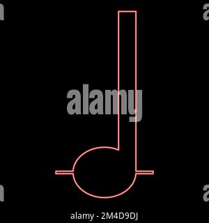 Neon note to quarter icon black color vector illustration flat style simple image red color vector illustration image flat style light Stock Vector