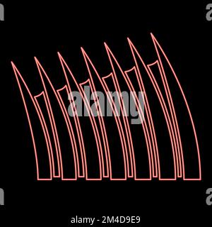 Neon sharp dorsal fin icon black color vector illustration flat style simple image red color vector illustration image flat style light Stock Vector