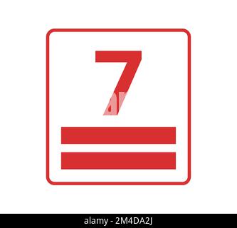 Red stacking height, number 7. Concept of packaging. Stock Vector