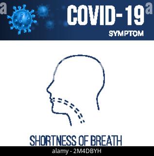 Coronavirus Symptoms Icon. Shortness of Breath Linear Symbol Design from Diseases Collection. Simple Outline Element Illustration on White Background Stock Vector