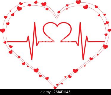 heartbeat. Heart Symbol. heart icon. shaped logo. romance, valentines, valentine, romantic, concept, card, marriage, two, valentine day. Stock Vector