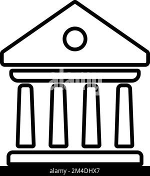 Bank building icon. Government building outline style. Building with columns. Historic building line symbol - stock vector. Stock Vector