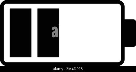 Battery charge indicator icon. Half level battery energy. Alkaline battery capacity charge icon. Flat style - stock vector. Stock Vector