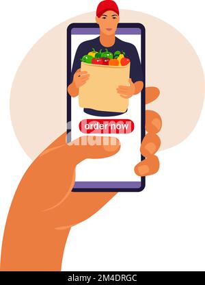 Online delivery service concept. E-commerce concept. Online food order infographic. Vector illustration. Stock Vector