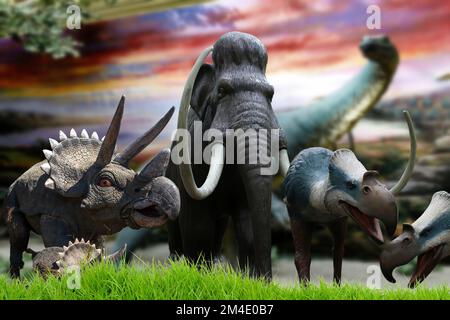 Realistic reconstruction of some dinosaur species Stock Photo