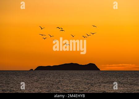 Scenic view of island during sunset Stock Photo