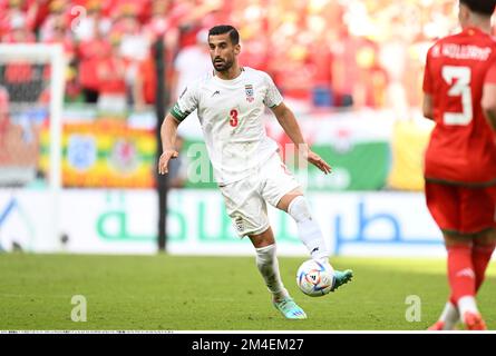 Iran's Ehsan Hajsafi during the FIFA World Cup Qatar 2022 Group B match Wales 0-2 Iran at Ahmad Bin Ali Stadium in Al Rayyan, Qatar, November 25, 2022. Credit: Takamoto Tokuhara/AFLO/Alamy Live News Stock Photo