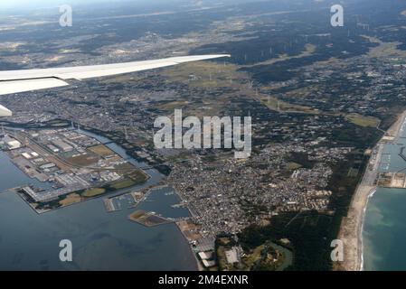 Aerial view of the Futtsu peninsula in Chiba prefecture, Japan. Stock Photo